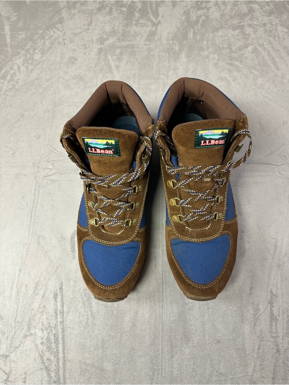 L.L. Bean Brown and Blue Suede-Trim Hiking Boots